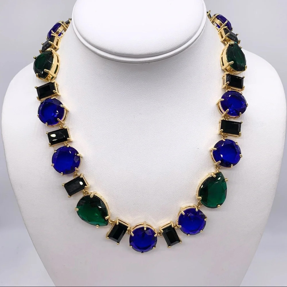J. Crew Blue Green Black Jeweled Necklace